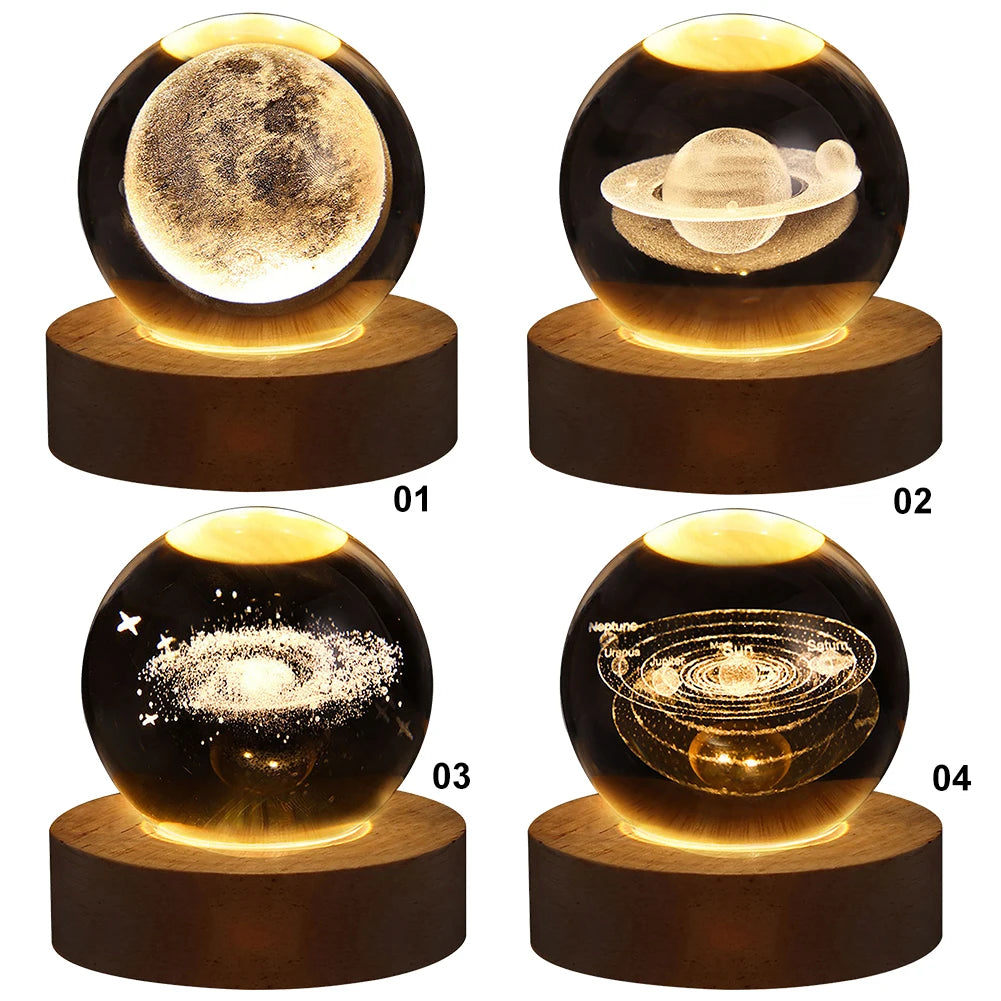 Unique 3D Planet Crystal Ball Lamp